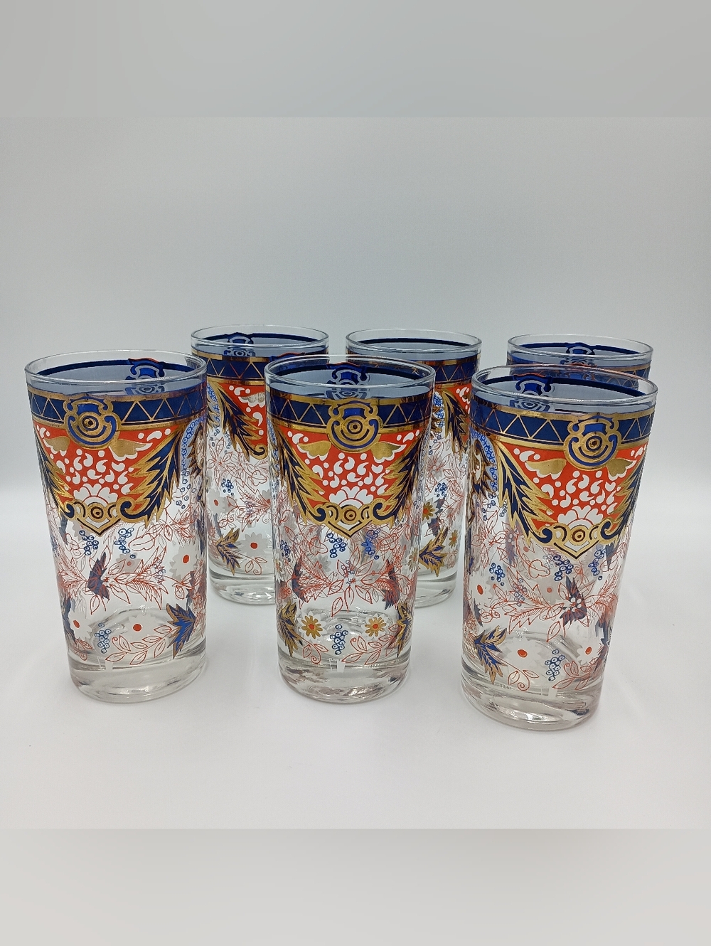 6 Vintage CERA Imari Highball Glasses
